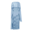 Cayetana Sapphire Blue Fringe Maxi Dress with Cape Effect