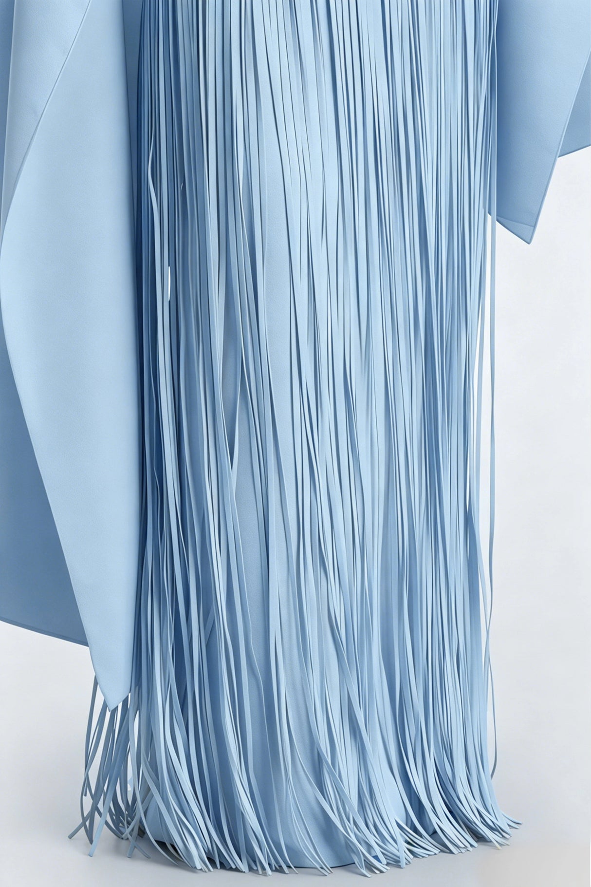 Cayetana Sapphire Blue Fringe Maxi Dress with Cape Effect