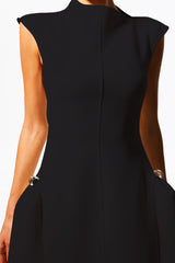 Cecilia Black Sleeveless Maxi Dress with Elegant Silhouette and Innovative Side Detailing