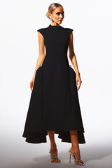 Cecilia Black Sleeveless Maxi Dress with Side Detailing