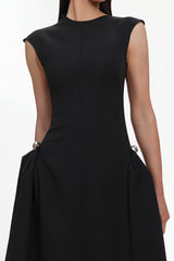Cecilia Black Sleeveless Maxi Dress with Elegant Silhouette and Innovative Side Detailing