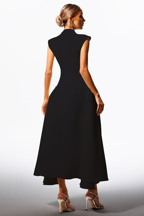 Cecilia Black Sleeveless Maxi Dress with Elegant Silhouette and Side Detailing