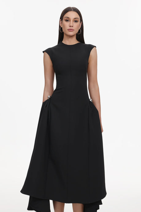 Cecilia Black Sleeveless Maxi Dress with Elegant Silhouette and Side Detailing