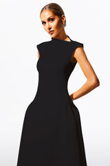 Cecilia Black Sleeveless Maxi Dress with Elegant Design
