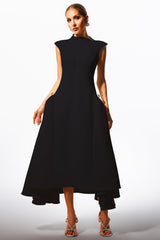 Cecilia Black Sleeveless Maxi Dress with Elegant Detailing