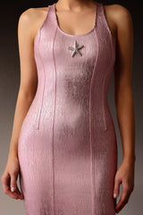 Cecilia Pink Starfish Embellished Evening Dress