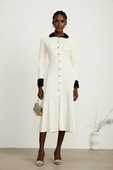 Cécilie contrasttrim knitted shirt dress