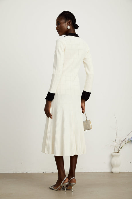Cécilie contrasttrim knitted shirt dress