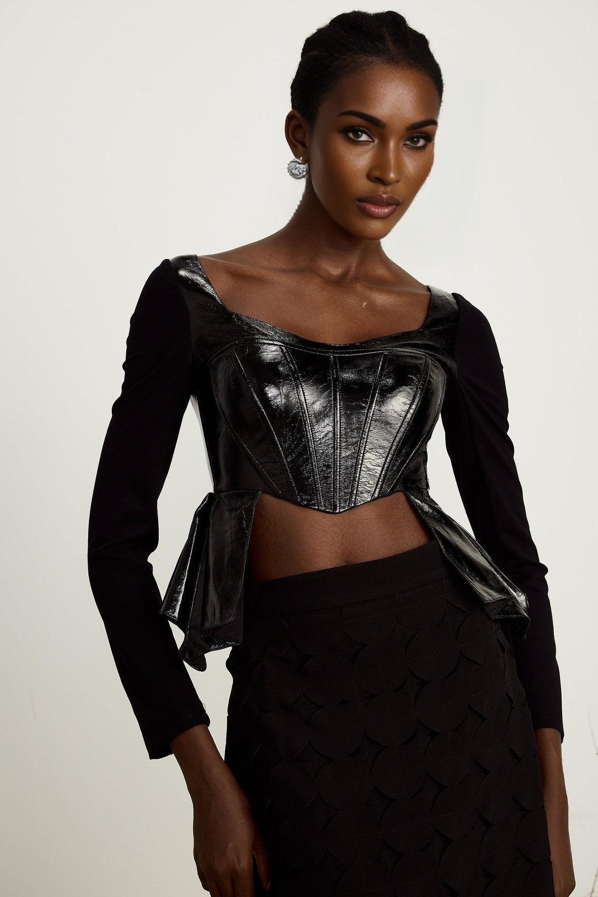 Celeste Top - Plunging Sweetheart Neckline - Open Back - Asymmetric Hem - Boned