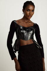 Celeste Top - Plunging Sweetheart Neckline - Open Back - Asymmetric Hem - Boned