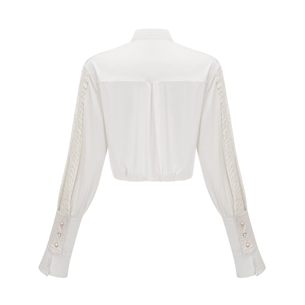 Céleste white pleated scarfcollar shirt