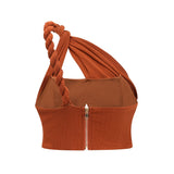 Célestine brown twisted cutout top  skirt matching set