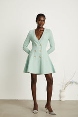 Célestine green ribbedknit flared mini dress