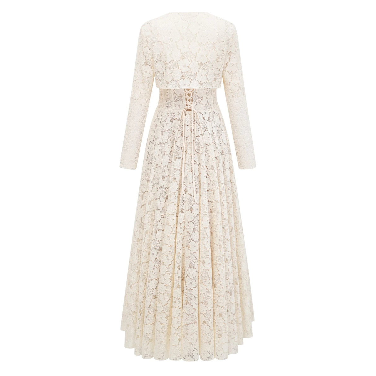 Celina White Lace Corset Maxi Dress