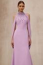 Cerise Purple Shawl Embellished Maxi Dress
