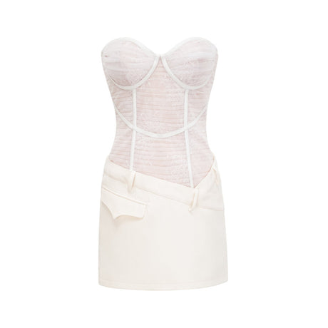Cerys white mesh mini dress