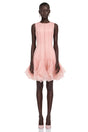 Cevher Pink Asymmetrical Mini Dress with Buttons