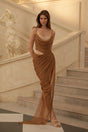 Charisa Khaki Draped Chiffon Maxi Dress