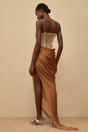 Charisa Khaki Draped Chiffon Maxi Dress
