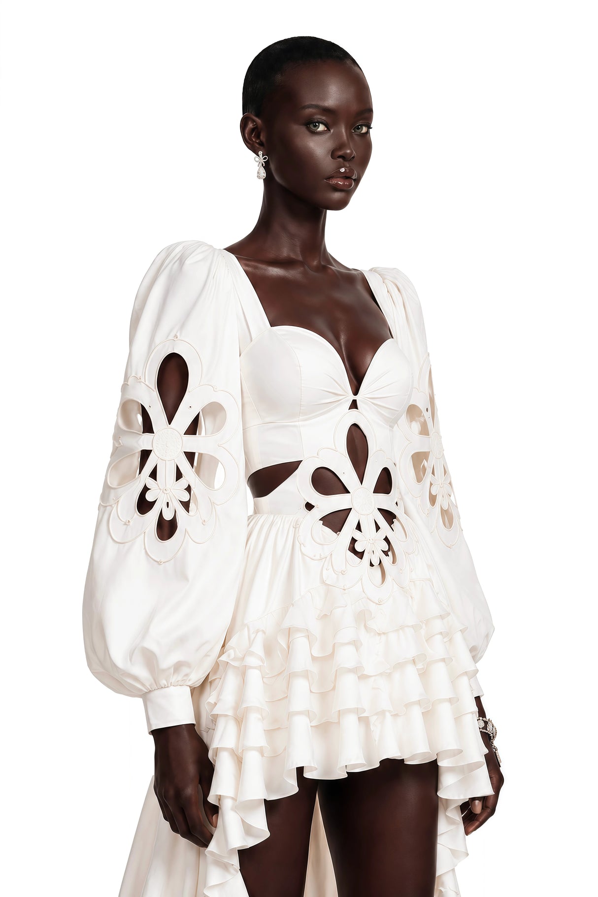 Charity White CutOut Asymmetrical Maxi Dress
