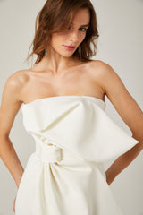 Charla white oversizebow asymmetric mini dress