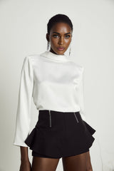 Charlee Stylish Culotte Shorts - Flounce Hem - Layered Design - High Waist - Front Zip Fastening