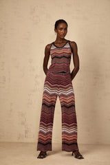 Charlee Top & Trousers Set with Chevron Pattern in Red