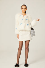 Charleigh Jacket - Long Sleeve - Faux - Fur Detailing - 3D Butterfly Decoration - Cropped Style