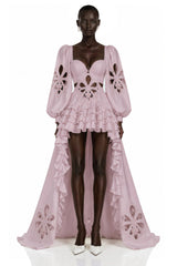 Charles Pink CutOut Asymmetrical Maxi Dress