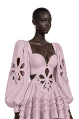 Charles Pink CutOut Asymmetrical Maxi Dress