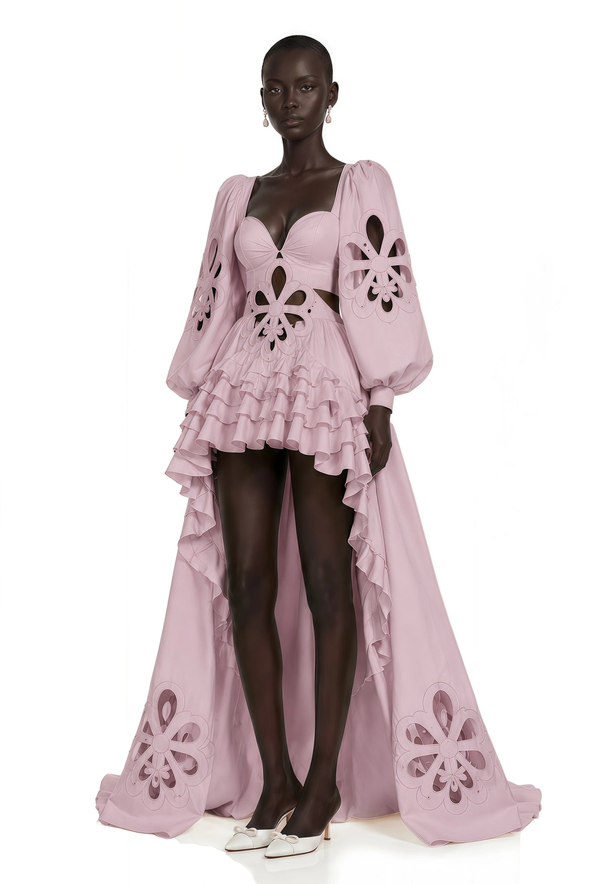 Charles Pink CutOut Asymmetrical Maxi Dress