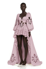 Charles Pink CutOut Asymmetrical Maxi Dress