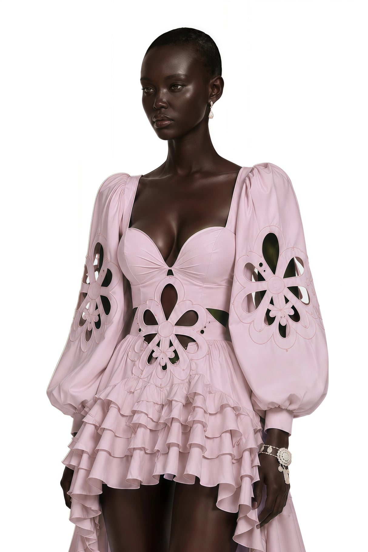 Charles Pink CutOut Asymmetrical Maxi Dress