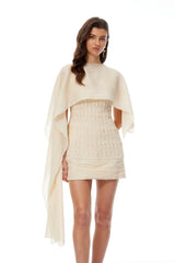 Charlie Neutral Asymmetrical Cape  Braided Dress Set