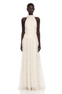 Charlotte Ivory Halterneck Lace Maxi Dress with Cape
