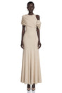 Charlotte Khaki Draped Asymmetrical Maxi Dress
