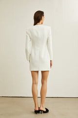 Charlotte Mini Dress - Long Sleeve - Faux - Flower & Sequin Detailing - Crystal Embellishment
