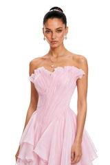 Charlotte Pink Off Shoulder Ruffled Mini Dress