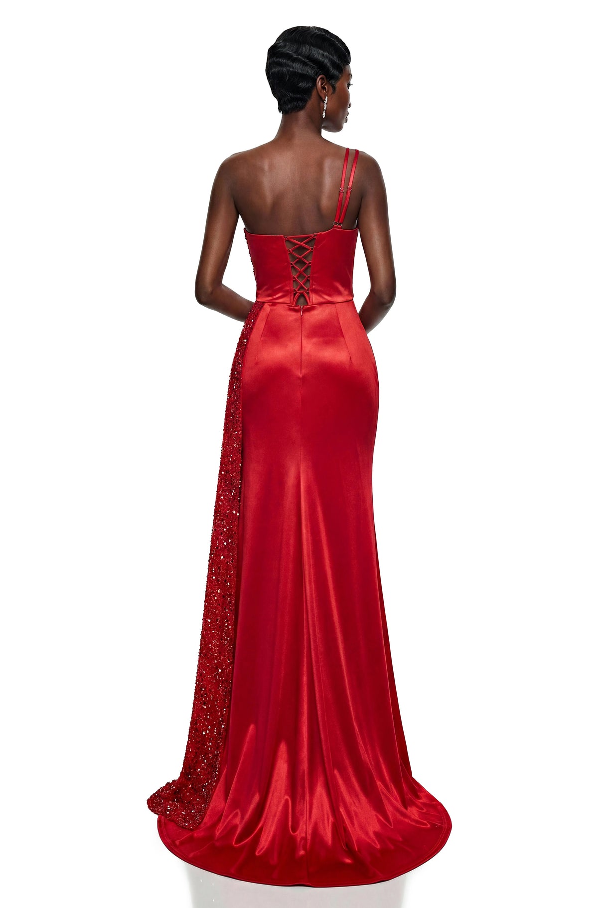 Charlotte Red Sequin One Shoulder Maxi Dress