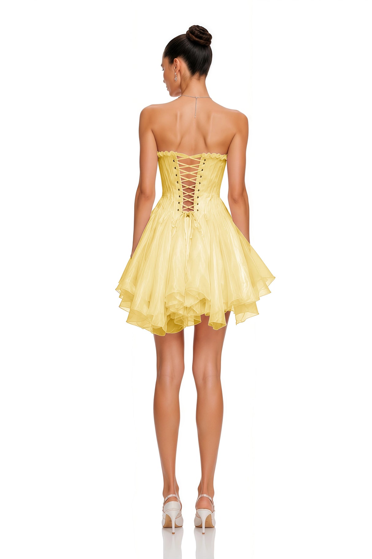 Charlotte Yellow Off Shoulder Ruffled Mini Dress
