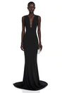 Cherish Black UNeck Ruched Maxi Dress