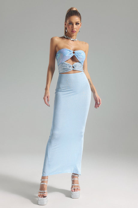 Cherish Blue Sequin Cutout Bodycon Dress