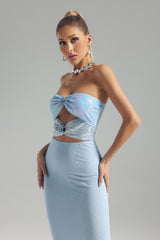 Cherish Blue Sequin Cutout Bodycon Dress