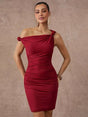 Cherish Mini Dress - Asymmetrical Neck - Elegant Ruched Zipper - Bodycon - Slim Fit