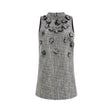 Cherish Mini Dress - Crew Neck - Sleeveless - Faux - Flower Detailing - A - Line Silhouette