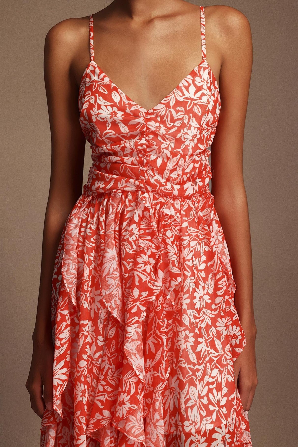 Cherish Red Floral Halter Midi Dress
