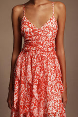 Cherish Red Floral Halter Midi Dress