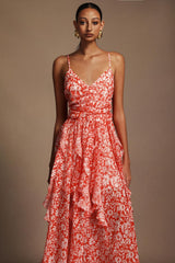 Cherish Red Floral Halter Midi Dress