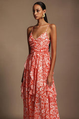 Cherish Red Floral Halter Midi Dress