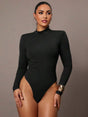 Cheyenne Bodysuit - High Stretch Knitted Fabric - Slim Fit - Long Sleeve Length - Casual Style - Backless, Ruched - Premium Quality